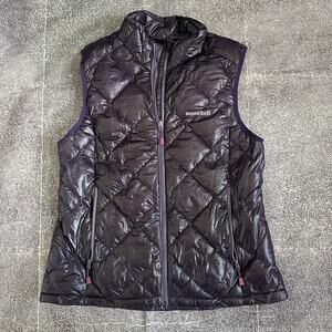 Womens Montbell Deep Purple Diamond Quilted Down Puffer Vest Zip Up Jacket Sz M